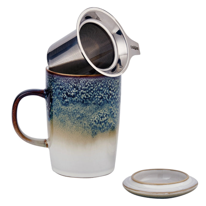 CasaWare Crackle Glaze Tea Infuser Mug Cloud Green