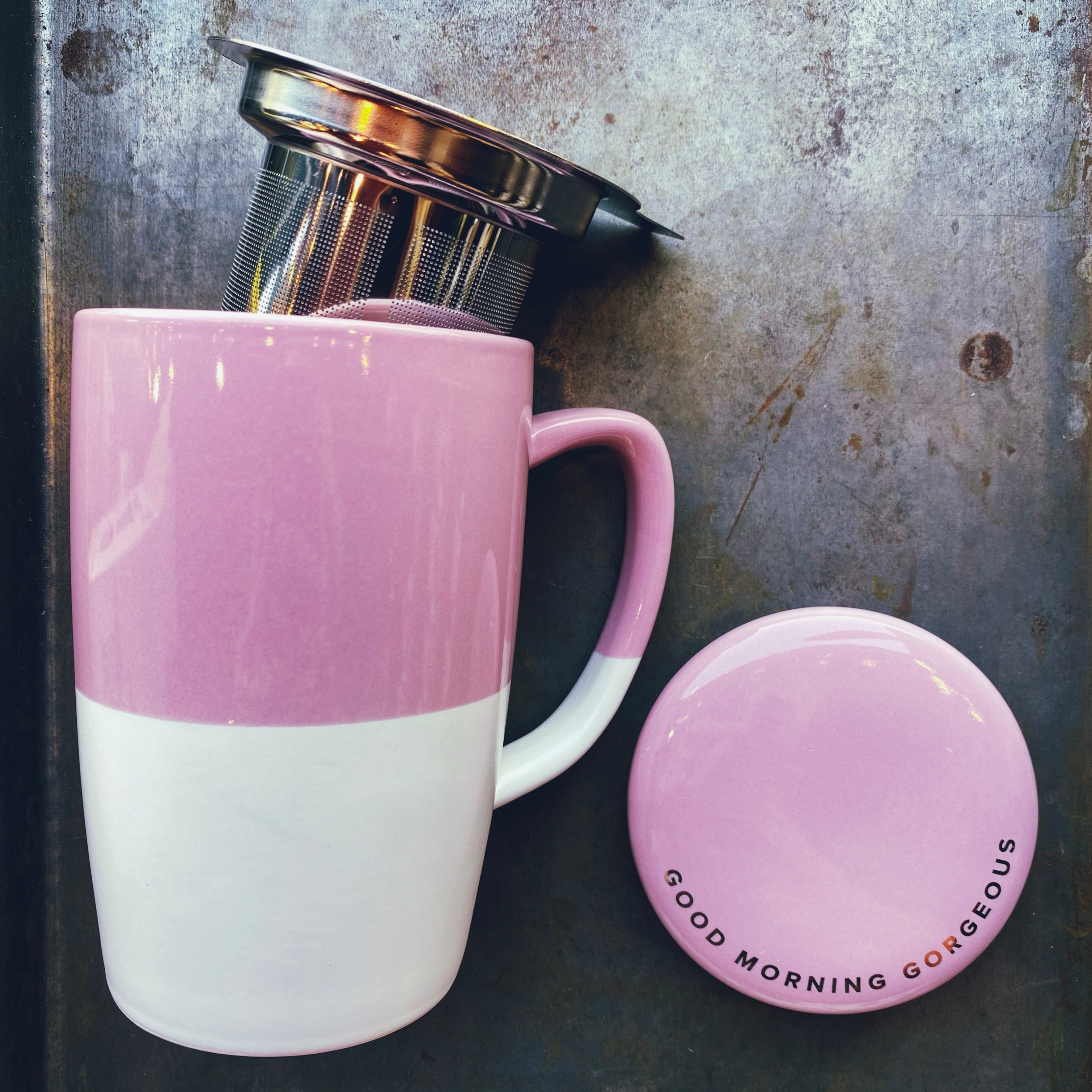 Pinky Up Delia Ceramic Tea Mug and Loose Leaf Tea Infuser, Loose